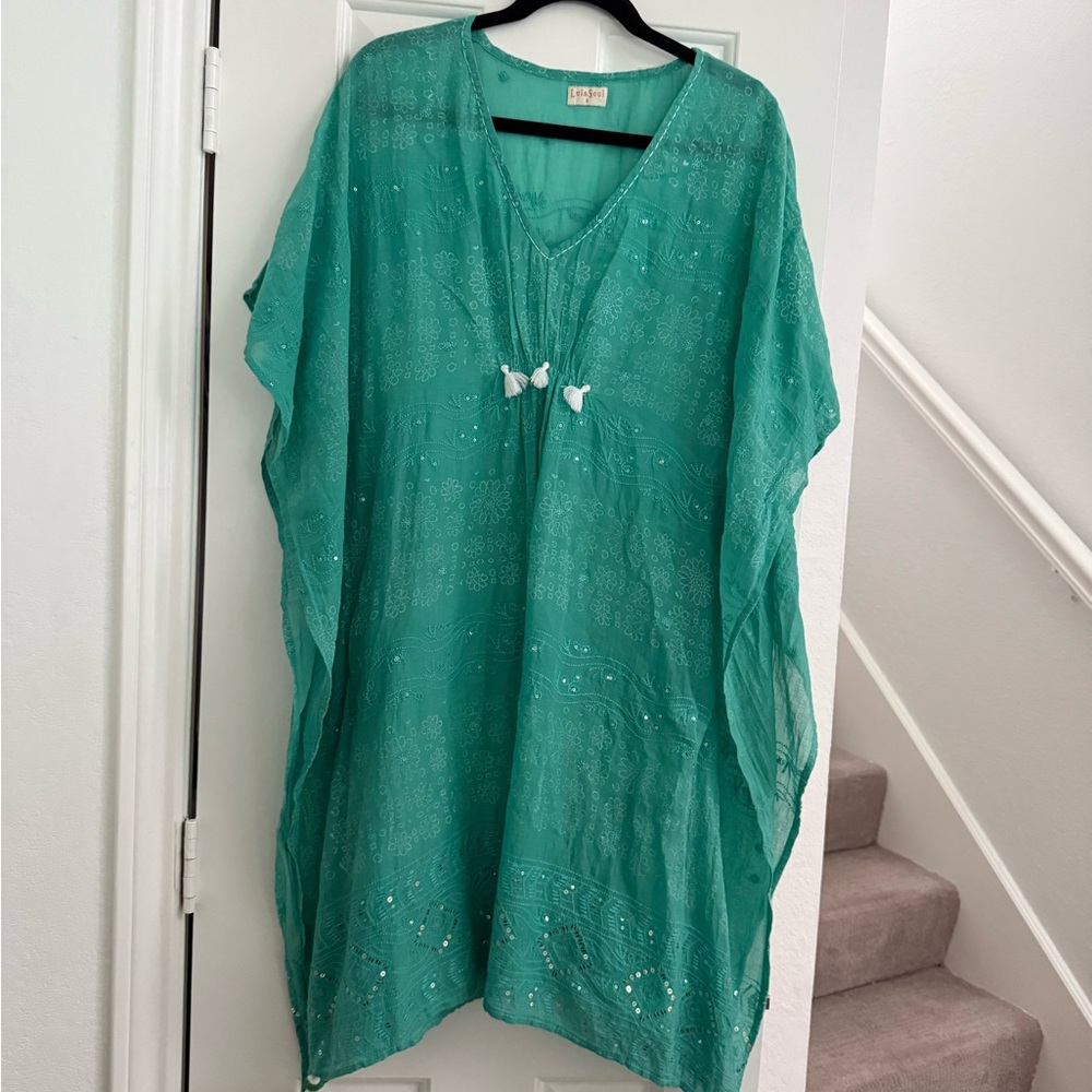 Lula Soul Resort Wear Green Caftan Size Small